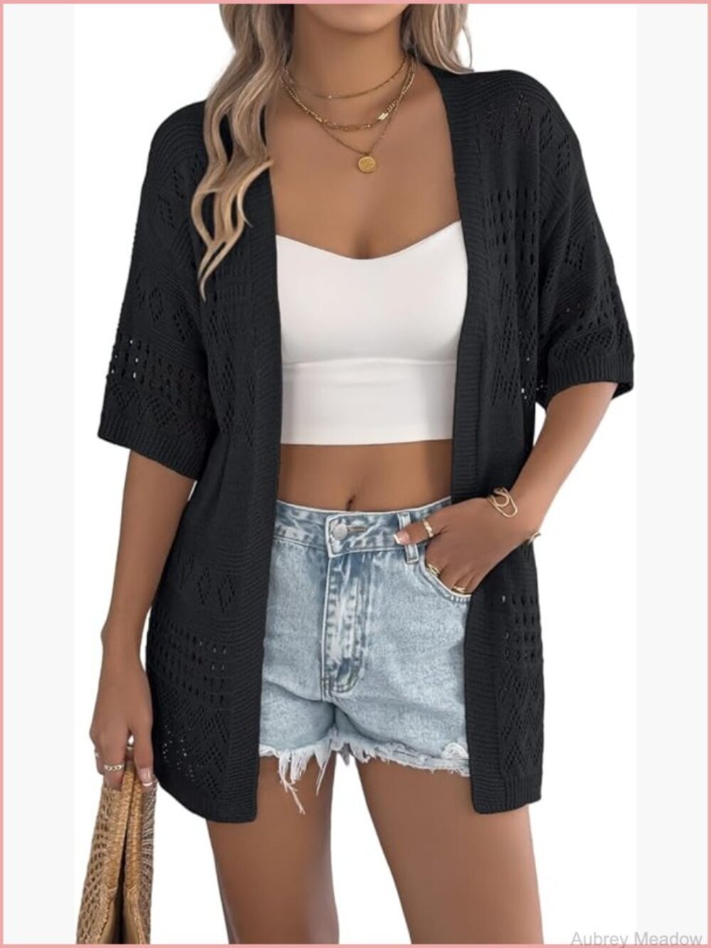 Crochet Cardigan Sweater for Women Lightweight Summer Cover Up Beach Kimono